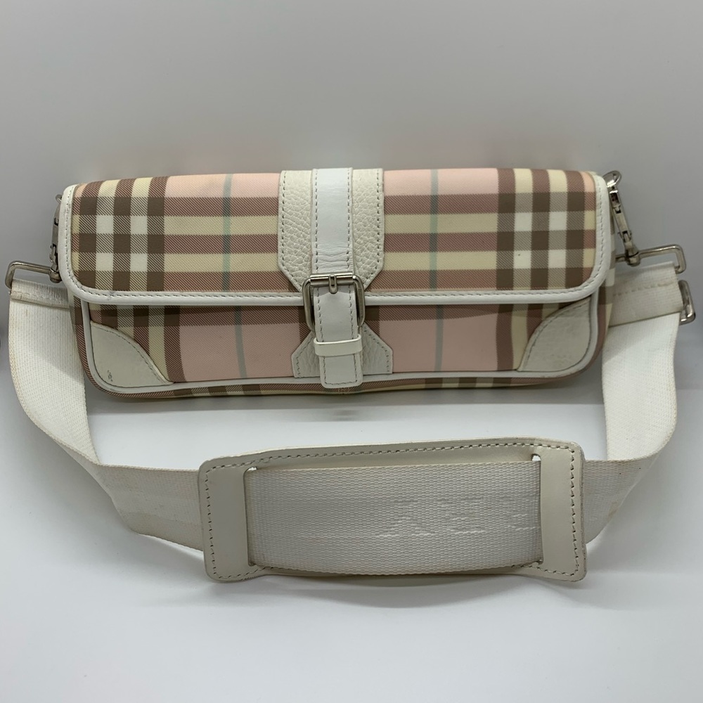 Burberry Check Pink Coated Canvas Shoulder Bag